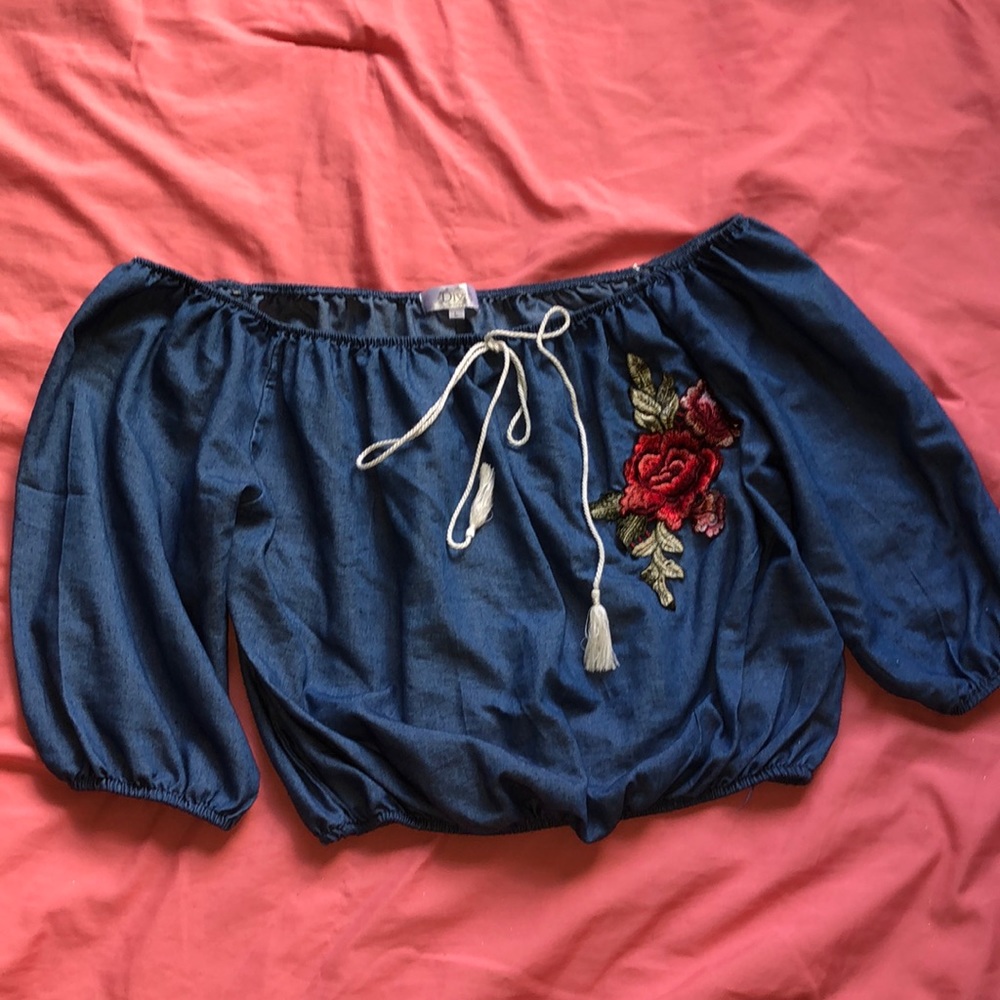 Off the shoulder rose shirt